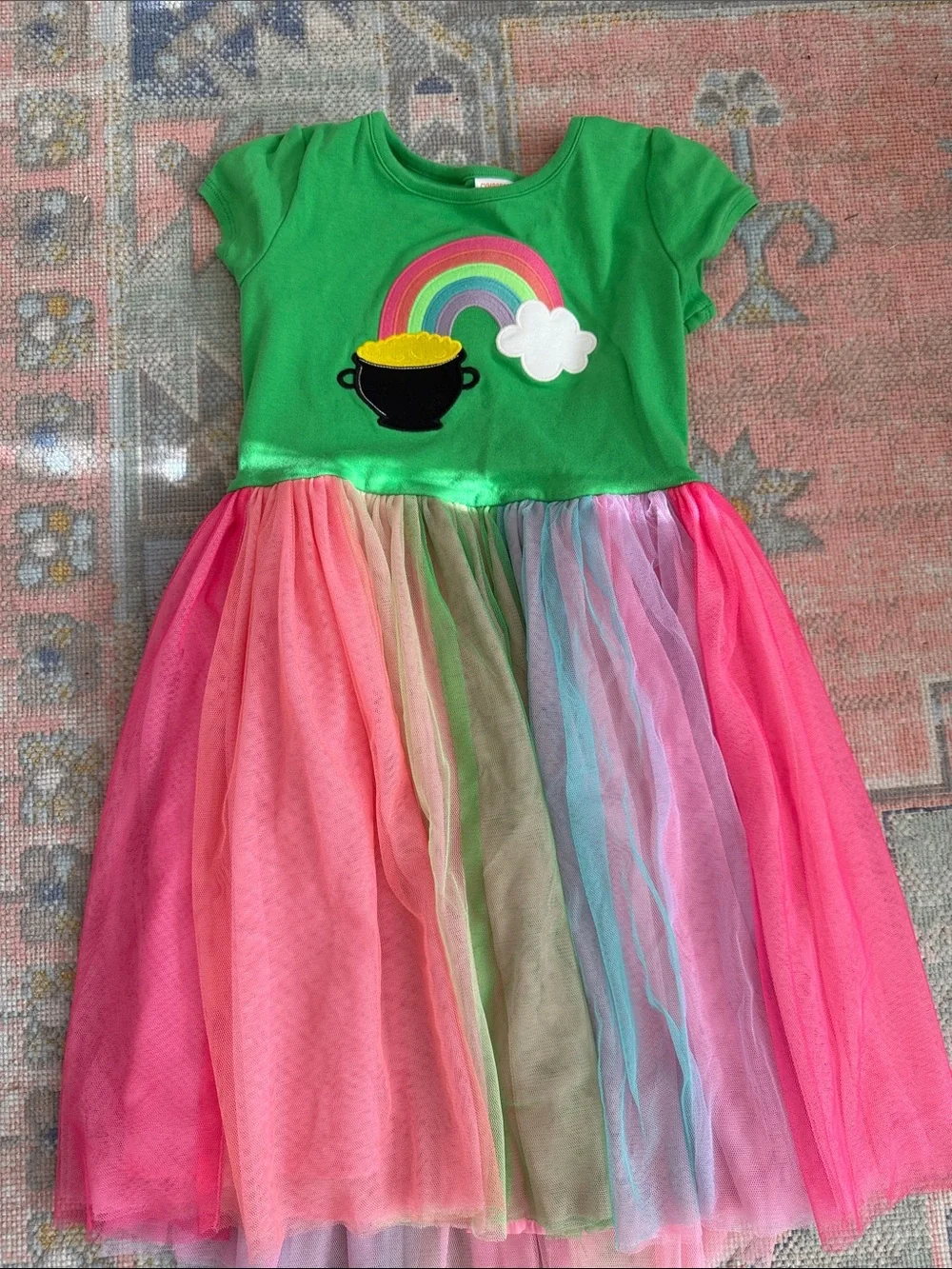 Gymboree St Patrick’s Day Green Rainbow Pot Tulle Skirt Costume Dress (8)